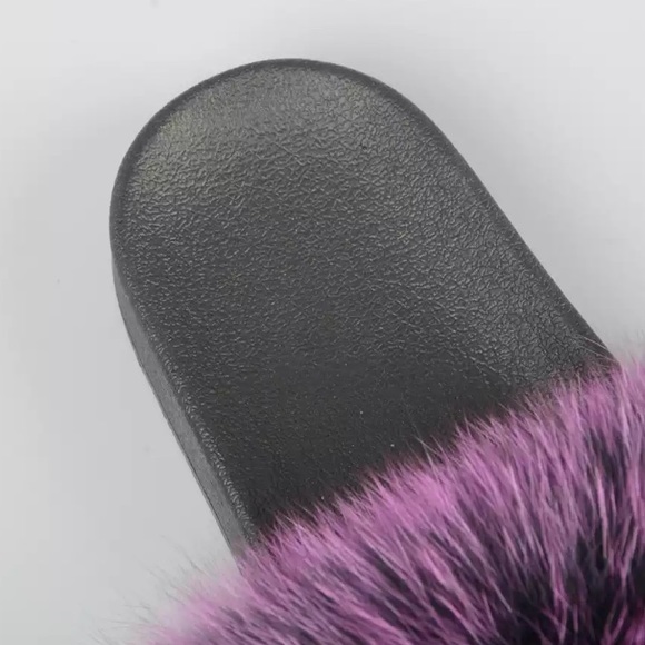 NEW! Real Fox Fur Slides / Fur Slippers - Picture 5 of 6